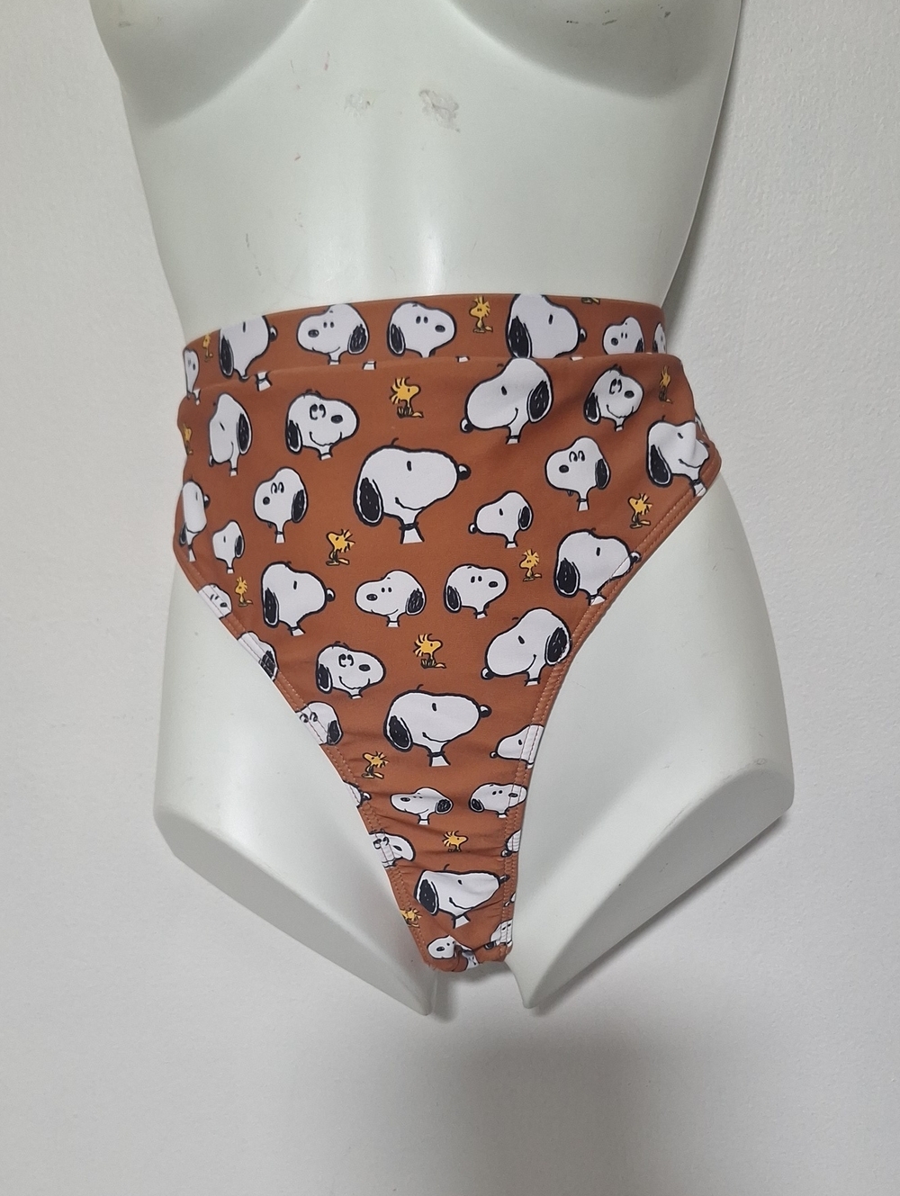 ROMWE Brown Snoopy Print High Cut Bikini Bottoms